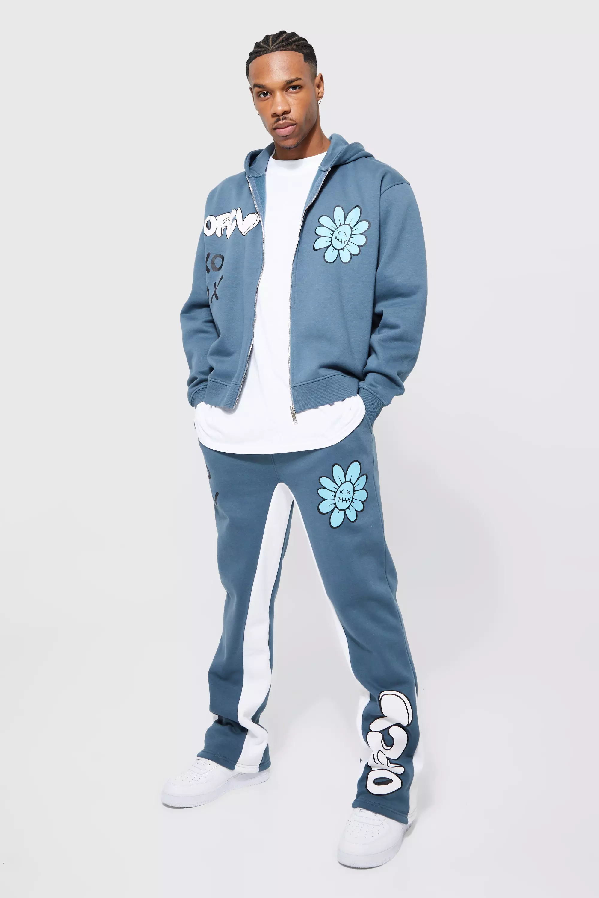 Tall Gothic Graffiti Hooded Tracksuit | boohoo